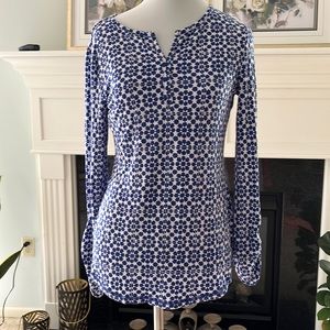 Talbots XS top with long sleeves. Royal blue and white. Pull over.